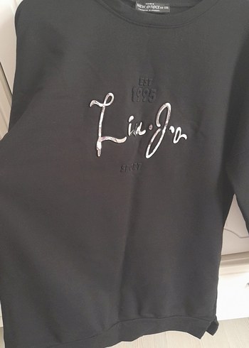 44 Beden Siyah Baskılı Kadın Sweatshirt