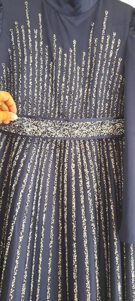 Uzun Lacivert taşlı  Abiye - Görsel 2