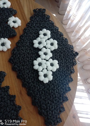 El Örgüsü Siyah-Beyaz Dekoratif Set - Görsel 4