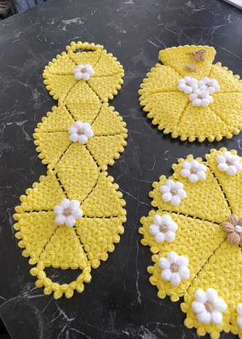 Sarı Çiçekli El Örgüsü lif takımı - Görsel 2