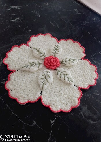 Kırmızı Çiçekli El Örgüsü lif - Görsel 2