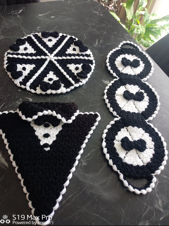 Siyah Beyaz El Yapımı damat lif Seti - Görsel 2