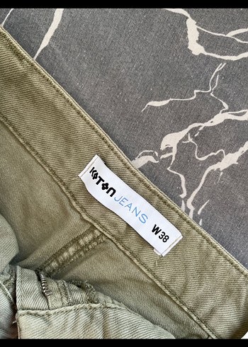 Koton Haki Renk Kadın Denim Mini Şort Etek
