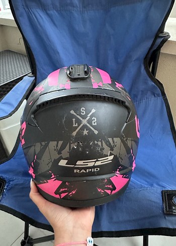 Parlak Siyah-Pembe Biker Motosiklet Kaskı - Görsel 5