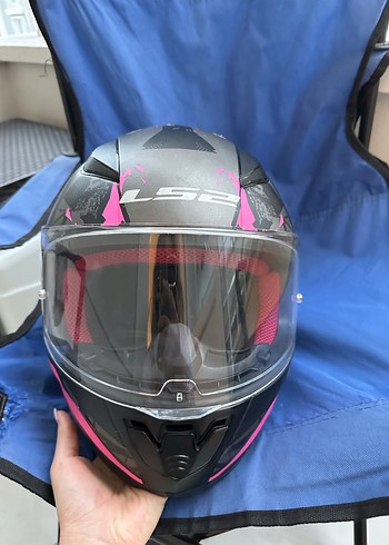 Parlak Siyah-Pembe Biker Motosiklet Kaskı - Görsel 2