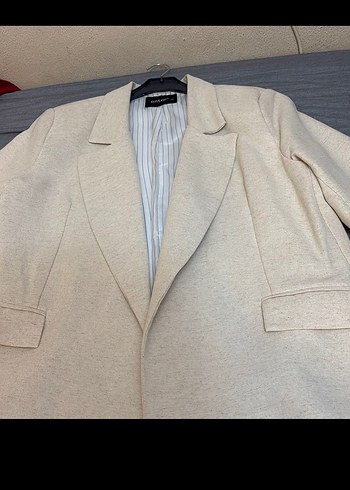 Bej Kadın Keten Blazer Ceket - Görsel 3