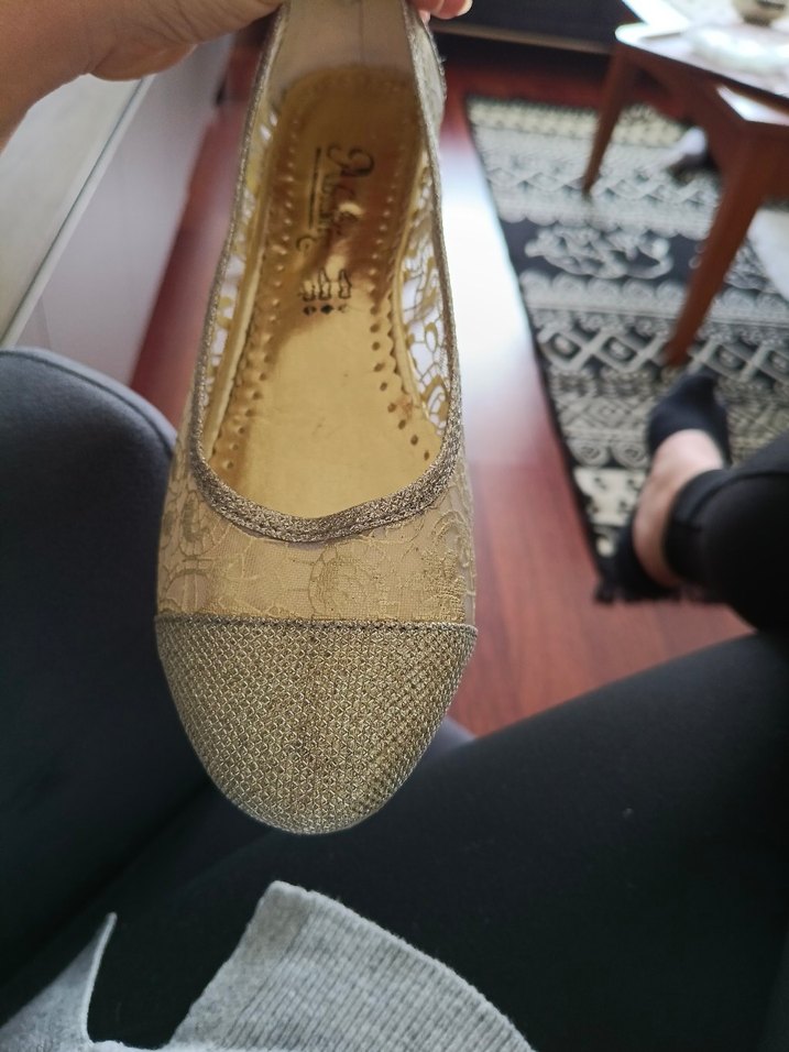 Bej Parlak Dantel DetaylıKadın Babet - Görsel 3