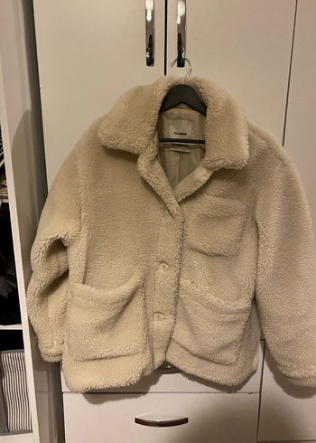 Bej Peluş Detaylı Rahat Kesim Kadın Ceket - Görsel 3