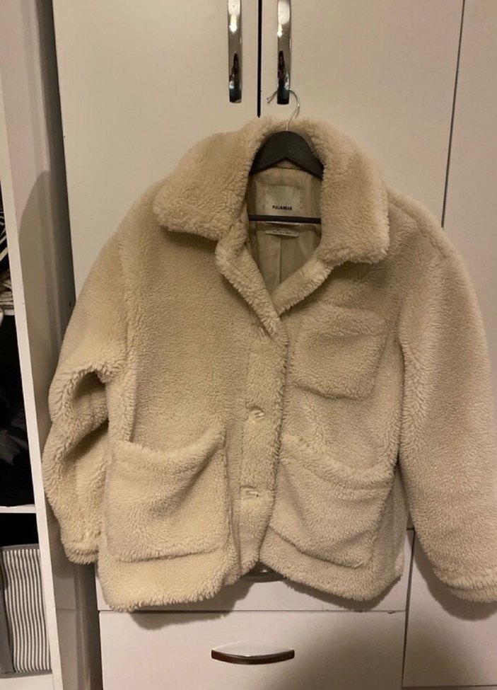 Bej Peluş Detaylı Rahat Kesim Kadın Ceket - Görsel 3