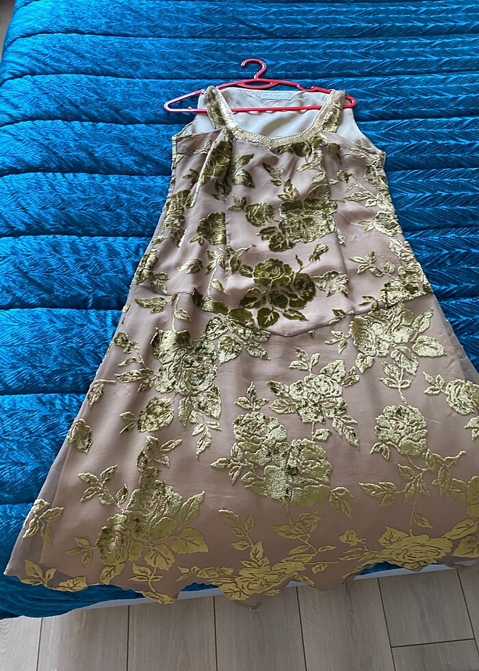 Abiye limon küfü kabartma desenli asimetrik elbise - Görsel 2