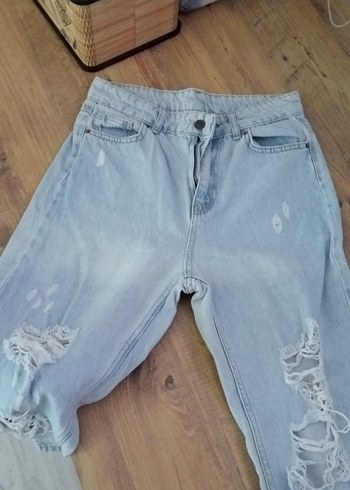 Kadın Gri Mini Bol Kesim Denim Şort
