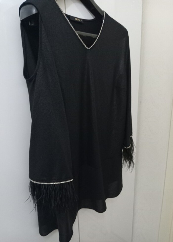 Omuzdan açık abiye tunik - Görsel 2