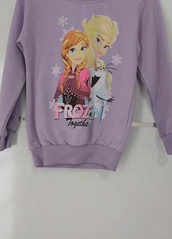 3 4 yaş frozen elysa gorselli açık mor lila renginde uzun kol sw