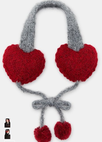 Zara Gri Örgü Kalp Kulaklık - Görsel 3