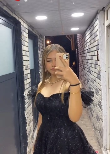Parlak Siyah Straplez Midi abiye