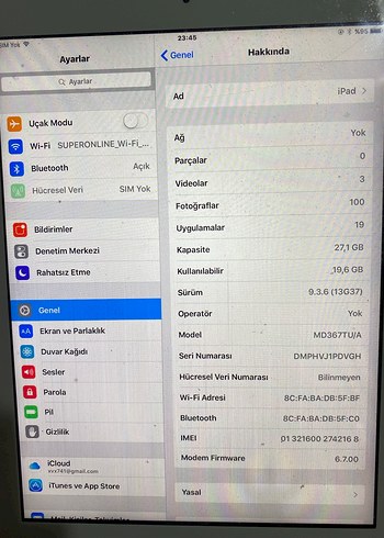 Apple ipad 2. Nesil Wifi + Cellular Uzay Grisi