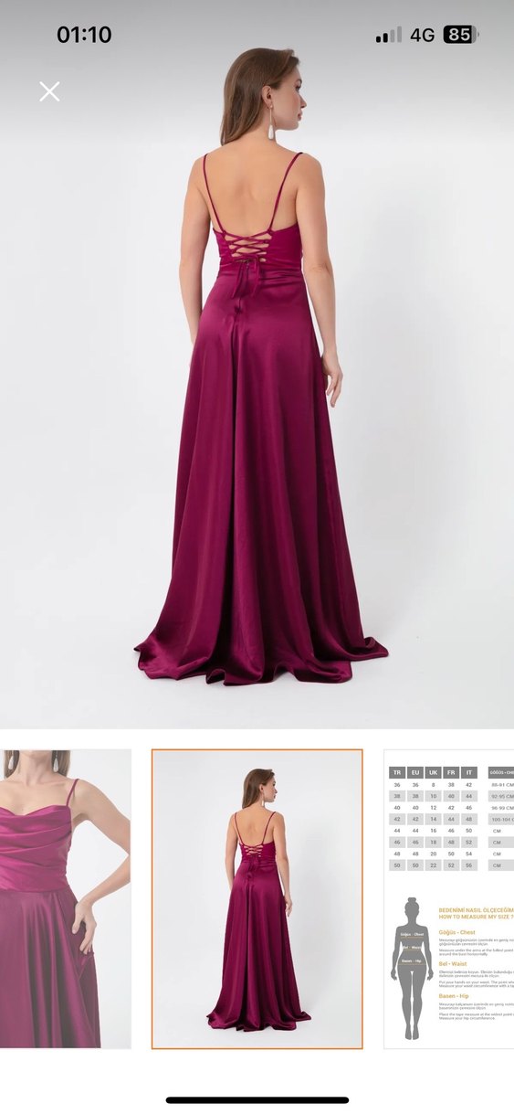 Mor Drapeli Uzun Straplez Abiye Elbise - Görsel 4