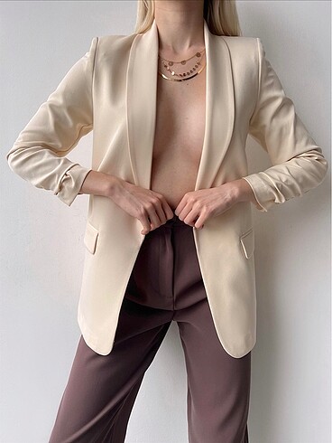 Krem blazer ceket