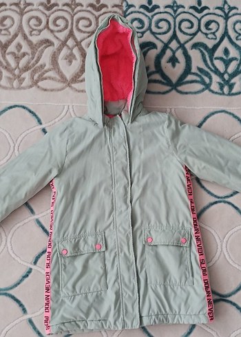 Kapüşonlu su yeşili Kız Çocuk Mont