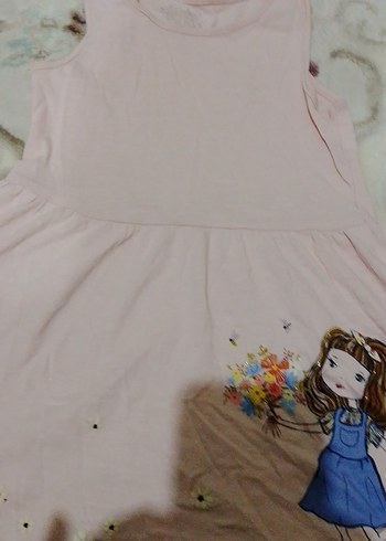 Kız Çocuk Pembe Pamuklu Elbise - Görsel 2