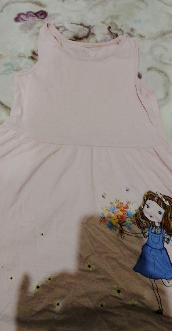 Kız Çocuk Pembe Pamuklu Elbise - Görsel 2