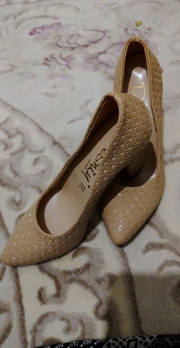 Bej Yılan Desenli Dolgu Topuklu Kadın Stiletto - Görsel 2