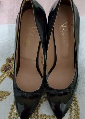 Klasik Siyah Rugan Stiletto Topuklu Ayakkabı - Görsel 2