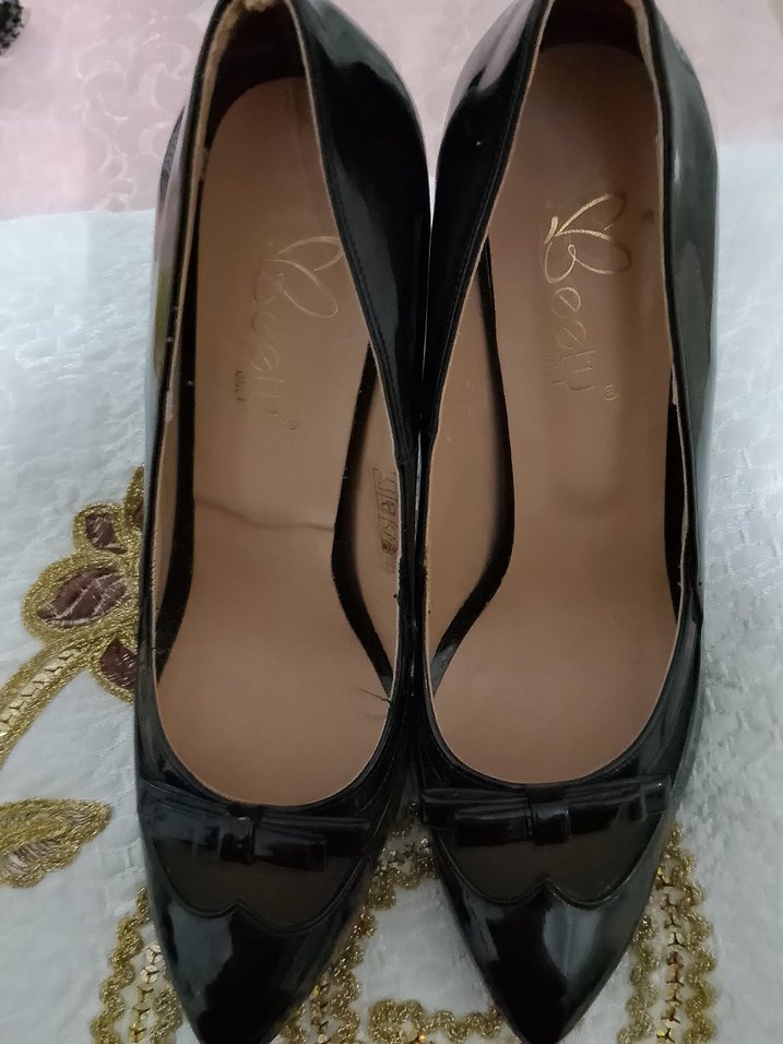 Klasik Siyah Rugan Stiletto Topuklu Ayakkabı - Görsel 2