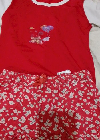 Kısa Kollu, Renkli Desenli kız çocuk  Pijama Takımı - Görsel 2