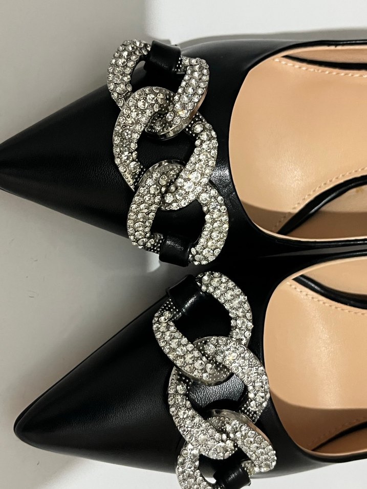 Nine West Zincir Detaylı Siyah Stiletto Deri Topuklu - Görsel 4