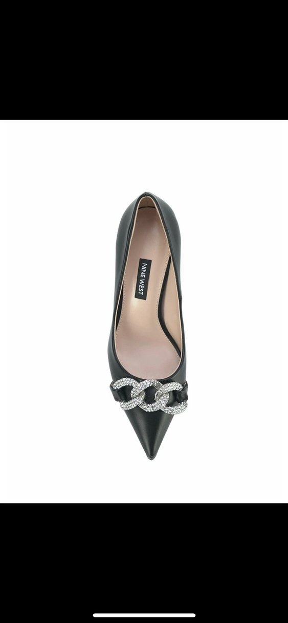 Nine West Zincir Detaylı Siyah Stiletto Deri Topuklu - Görsel 2