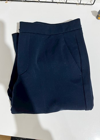 Düğmeli Lacivert Kadın Kumaş Pantolon - Görsel 2