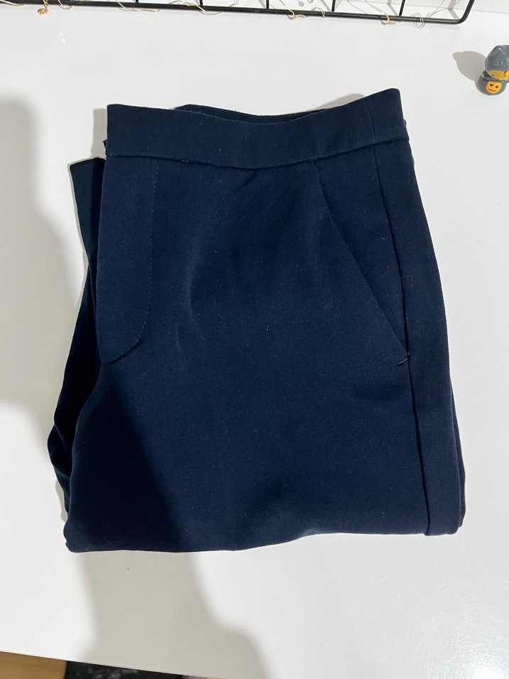 Düğmeli Lacivert Kadın Kumaş Pantolon - Görsel 2