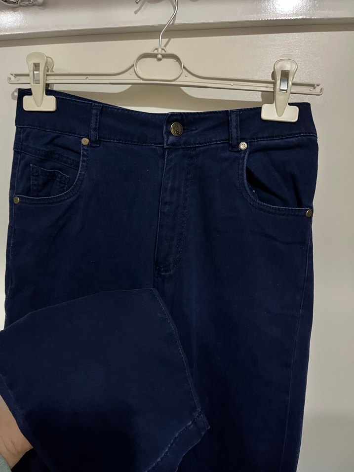 Lacivert Midi Boy Dar Kesim Kadın Jean - Görsel 2