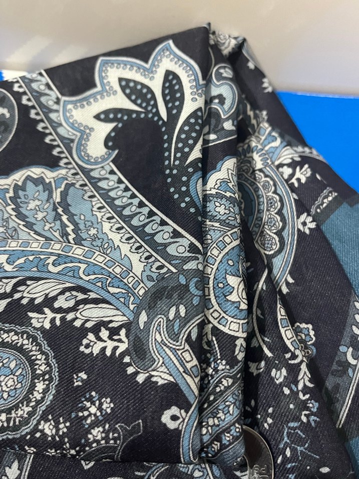 Lacivert Desenli  Pamuklu Bohem Kadın Şal - Görsel 2