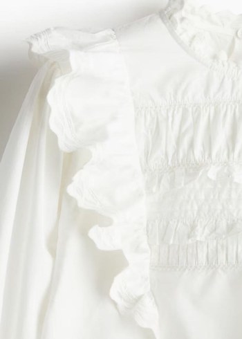 m Beden H&M Fırfırlı Pamuklu Üst/Bluz M