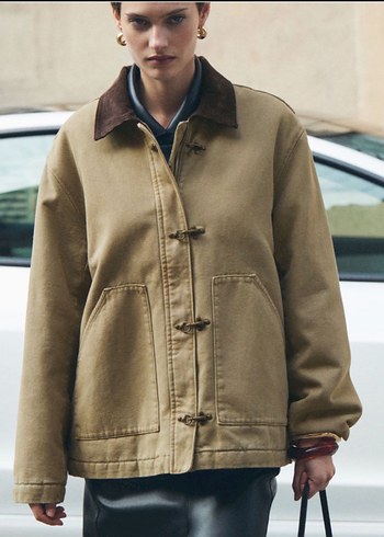 MANGO Kontrast Yaka Cepli Parka S