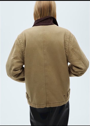 s Beden camel Renk MANGO Kontrast Yaka Cepli Parka S
