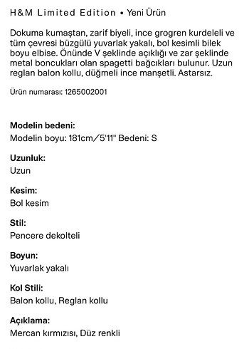 xs Beden turuncu Renk H&M Limited Edition Mercan Uzun Elbise