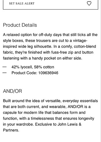 m Beden AND/OR | John Lewis Lyocell Bej Pantolon