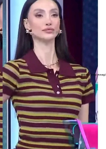 l Beden ZARA ÇIZGILI ÖRGÜ POLO ÜST