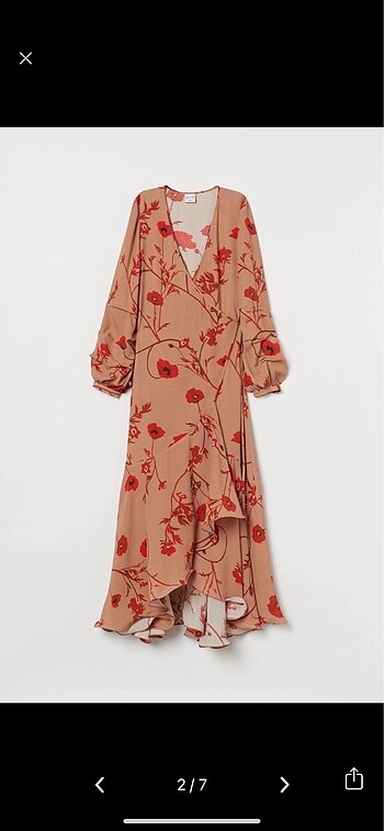 H&M Johanna Ortiz x H&M Çiçekli Uzun Elbise