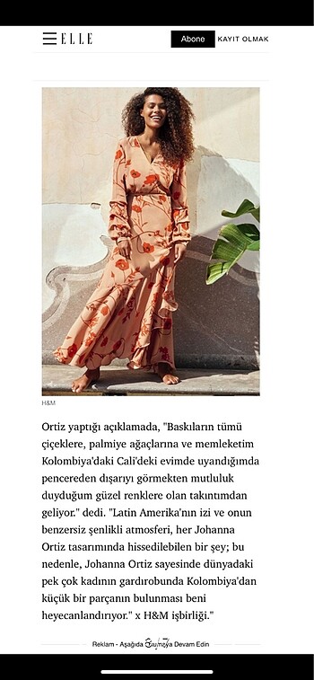 s Beden Johanna Ortiz x H&M Çiçekli Uzun Elbise