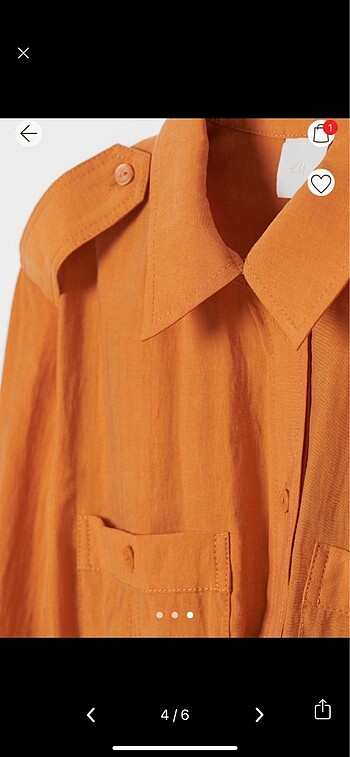 s Beden turuncu Renk H&M Uzun Gömlek Elbise Turuncu S