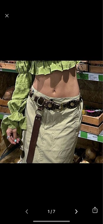 Y2K Pu Vintage kemer Bohemian kahverengi