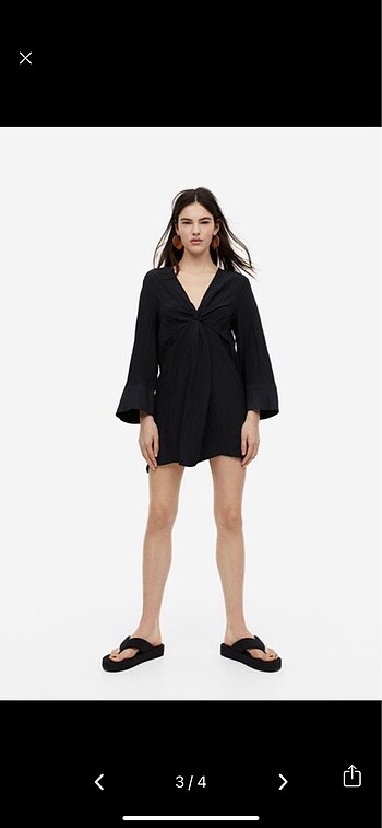 m Beden H&M Düğüm Detaylı Tekstüre Elbise M