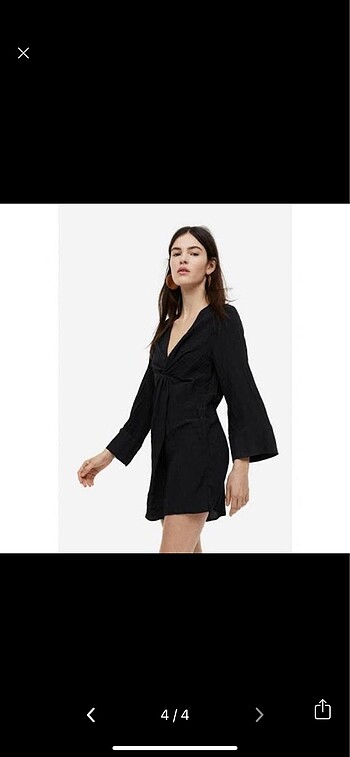 m Beden siyah Renk H&M Düğüm Detaylı Tekstüre Elbise M