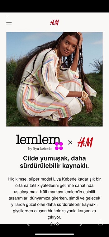 H&M H&M LemLem X H&M Lyocell Karışımlı Elbise S