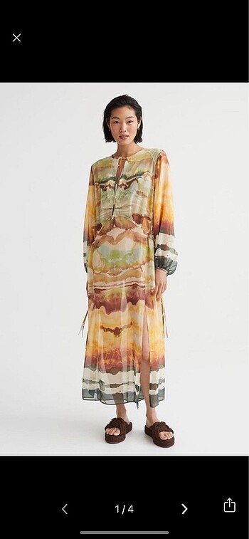 H&M H&M EDITION Desenli Kaftan Uzun Elbise M