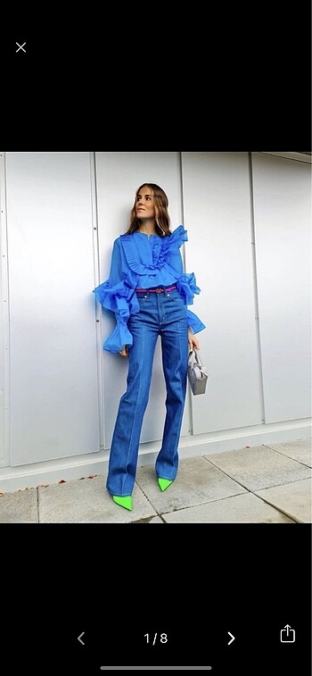 H&M Studio Koleksiyonu Hacimli Bluz Mavi
